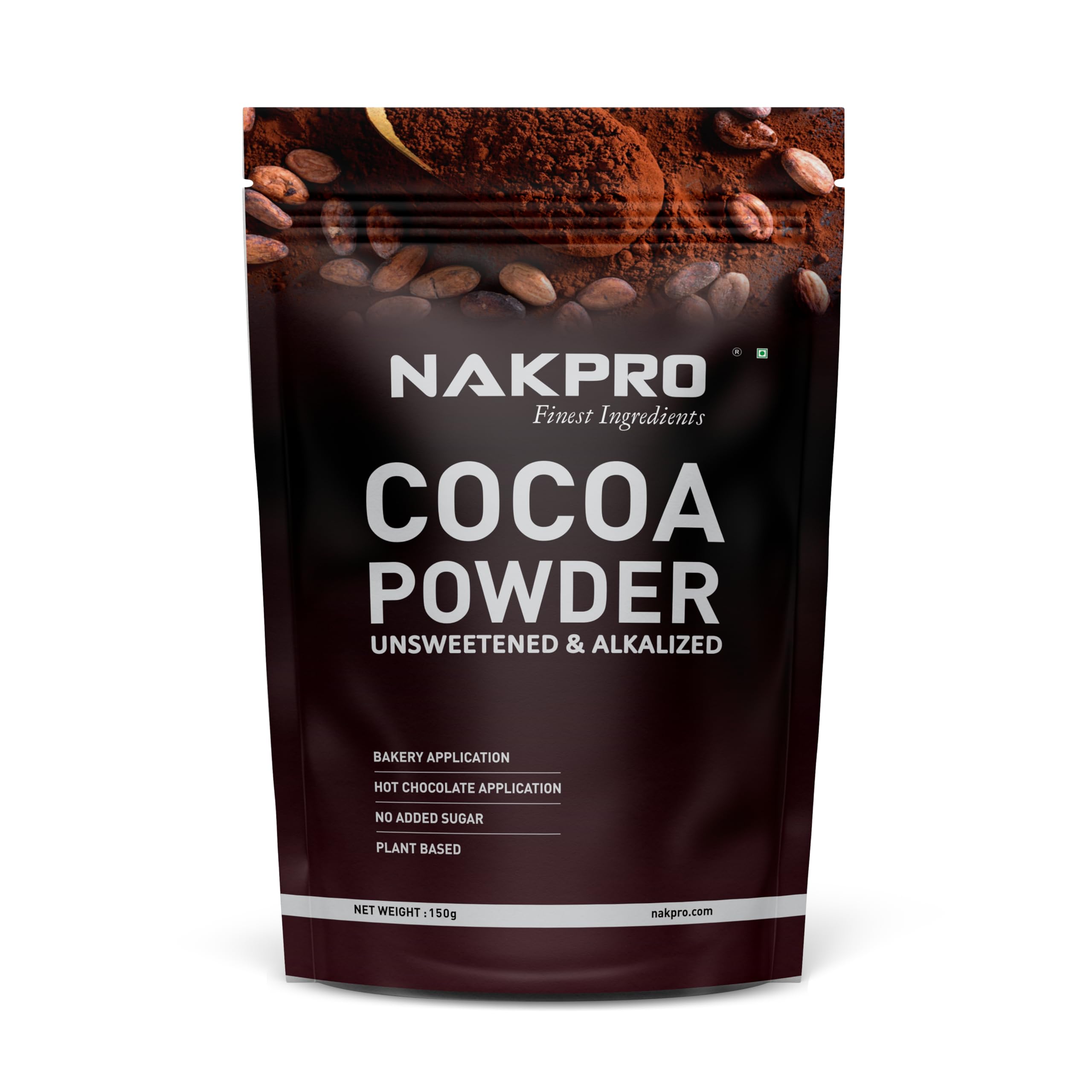 NAKPRO 1% Pure & Natural Unsweetened Plant Based Cocoa Powder, 15g | 22.5g Protein | Ideal for Cake, Baking, Hot Chocolate, Milkshakes & More